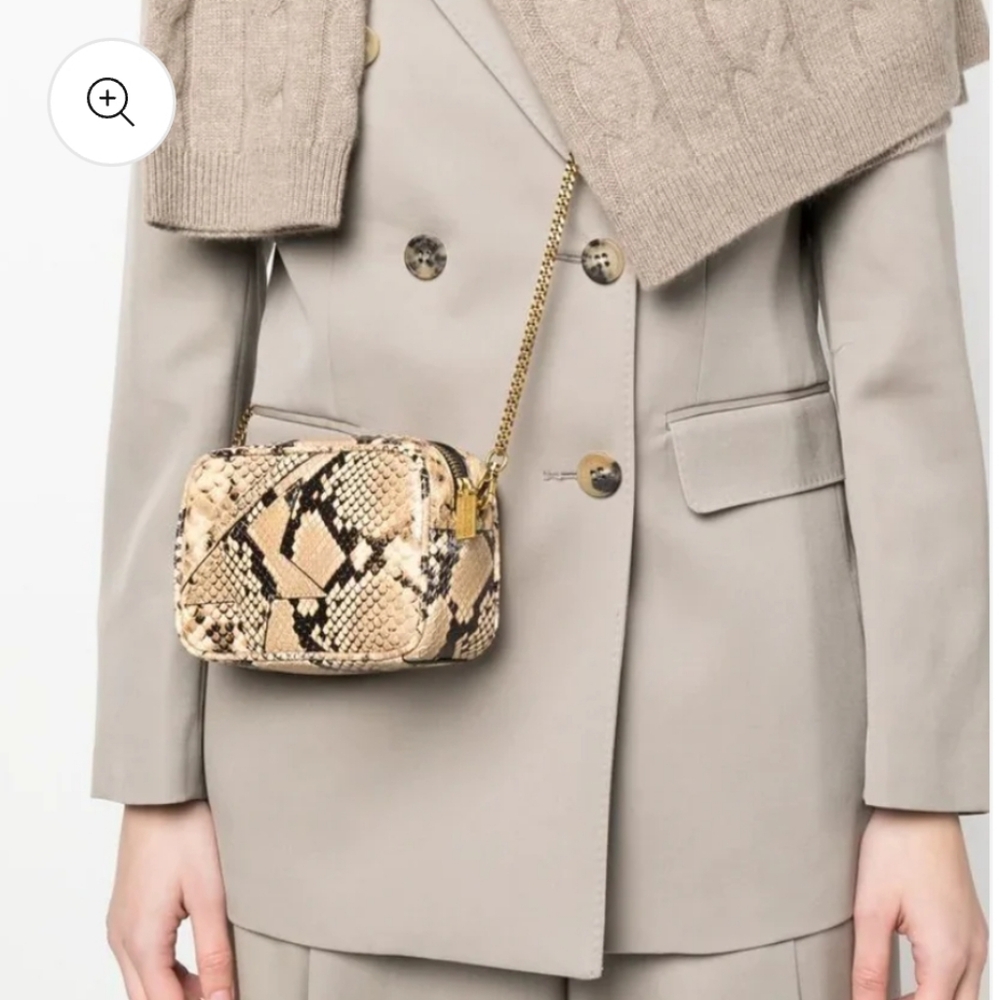 NWOT Golden Goose Faux snake print mini crossbody bag with chainlink strap - Picture 2 of 8